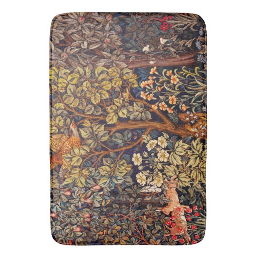 HERFST BOS DIEREN Hazen, fazant, bruine bloemen Badmat (Voorkant Verticaal)