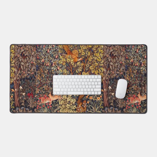 HERFST BOS DIEREN Hazen, fazant, bruine bloemen Bureaumat (Keyboard & Muis)