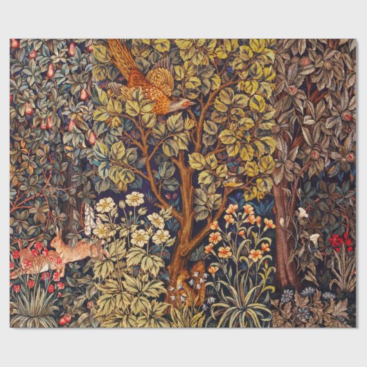 HERFST BOS DIEREN Hazen, fazant, bruine bloemen Cadeaupapier (Vlak)