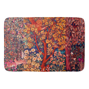 HERFST BOS DIEREN Hazen, fazant, rode bloemen Badmat