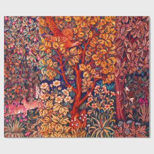 HERFST BOS DIEREN Hazen, fazant, rode bloemen Cadeaupapier