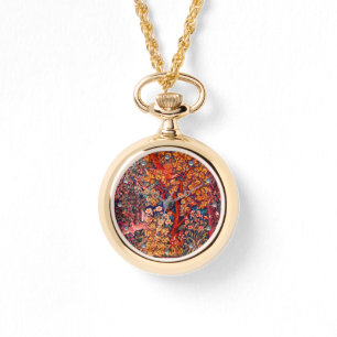 HERFST BOS DIEREN Hazen, fazant, rode bloemen Horloge