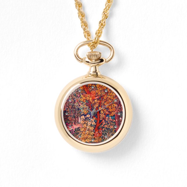 HERFST BOS DIEREN Hazen, fazant, rode bloemen Horloge (Voorkant)