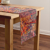 HERFST BOS DIEREN Hazen, fazant, rode bloemen Lange Tafelloper (Voorbeeld)