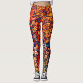 HERFST BOS DIEREN Hazen, fazant, rode bloemen Leggings (Voorkant)