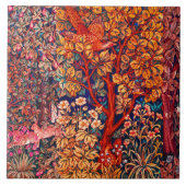 HERFST BOS DIEREN Hazen, fazant, rode bloemen Tegeltje (Voorkant)