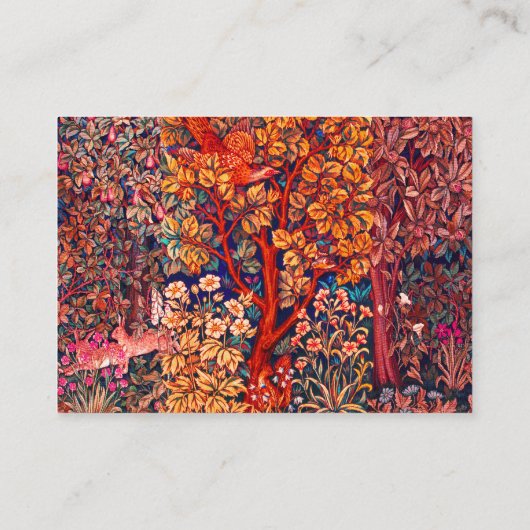 HERFST BOS DIEREN Hazen, fazant, rode bloemen Visitekaartje (Achterkant)