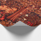 HERFST BOS DIEREN Hazen, Vos, Rood Bruin Bloemen Cadeaupapier (Hoek)
