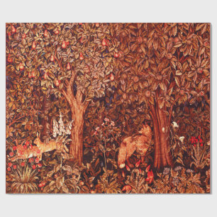 HERFST BOS DIEREN Hazen, Vos, Rood Bruin Bloemen Cadeaupapier
