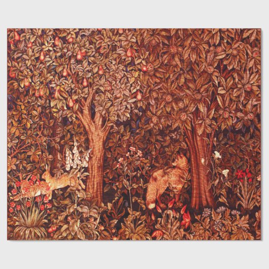 HERFST BOS DIEREN Hazen, Vos, Rood Bruin Bloemen Cadeaupapier (Vlak)
