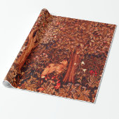 HERFST BOS DIEREN Hazen, Vos, Rood Bruin Bloemen Cadeaupapier (Uitgerold)