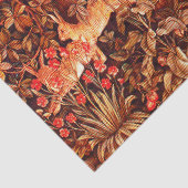 HERFST BOS DIEREN Hazen, Vos, Rood Bruin Bloemen Tissuepapier (Detail)