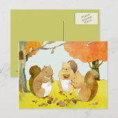 Herfst bos eekhoorns briefkaart (Voorkant / Achterkant)