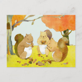 Herfst bos eekhoorns briefkaart