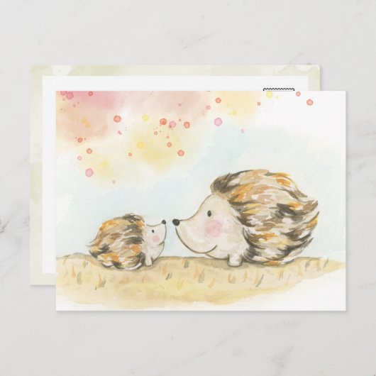 Herfst bos egel aquarel briefkaart (Voorkant / Achterkant)