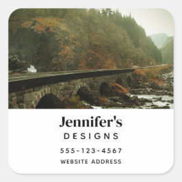 Herfst Bos en River Landscape Business Vierkante Sticker