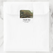 Herfst Bos en River Landscape Party Dank u Vierkante Sticker (Tas)
