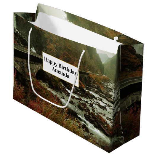 Herfst bos en rivier landschap groot cadeauzakje (Voorkant Gekanteld)