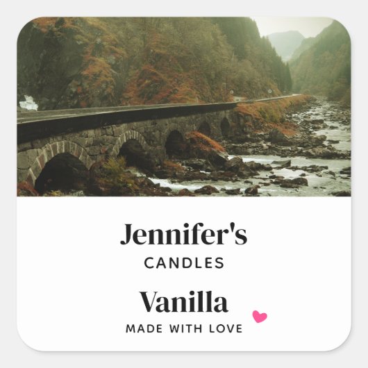 Herfst Bos en rivier Landschap Kaars Craft Vierkante Sticker (Voorkant)