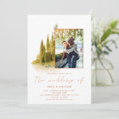 Herfst bos foto QR-code Terracotta bruiloft Kaart (Staand voorkant)