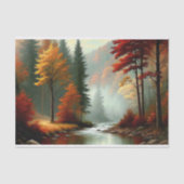 Herfst Bos Gloed Rivier Landschap Decoupage Tissuepapier (Voorkant)