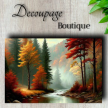 Herfst Bos Gloed Rivier Landschap Decoupage