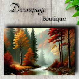 Herfst Bos Gloed Rivier Landschap Decoupage Tissuepapier