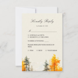 Herfst bos, herfst bos bruiloft antwoordkaart met  RSVP kaartje
