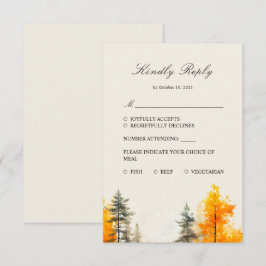 Herfst bos, herfst bos bruiloft antwoordkaart met RSVP kaartje