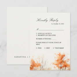 Herfst bos, herfst bos bruiloft RSVP kaart