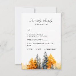 Herfst bos, herfst bos bruiloft RSVP kaart