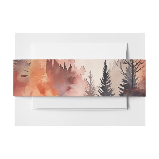 Herfst bos herfst gebladerte Waterverf bruiloft Uitnodigingen Wikkel (Voorkant Voorbeeld)