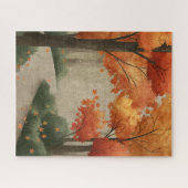 Herfst bos herfstbladeren legpuzzel (Horizontaal)