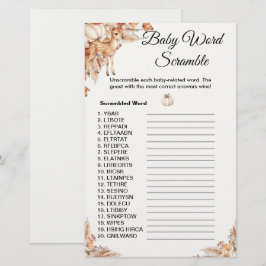 Herfst bos hert baby shower woord scramble spel
