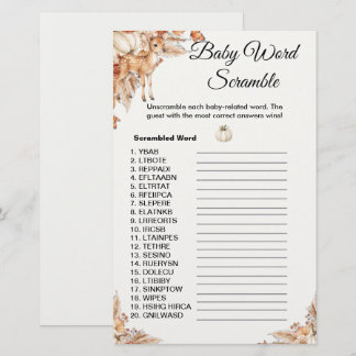 Herfst bos hert baby shower woord scramble spel