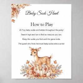 Herfst bos herten baby sokken jacht spel bord poster