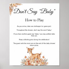 Herfst bos herten Zeg niet Baby spelbord Poster