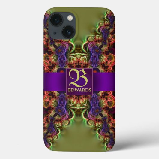 Herfst Bos Kant Fractale Kunst Groen Paars Case-Mate iPhone Case (Achterkant)
