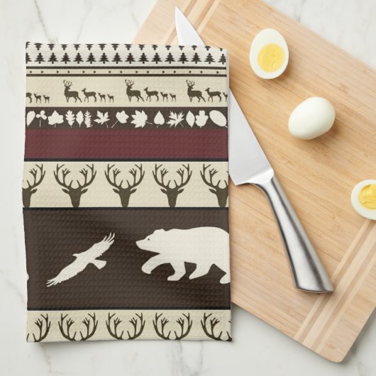 Herfst bos keukenhanddoek (Quarter Fold)