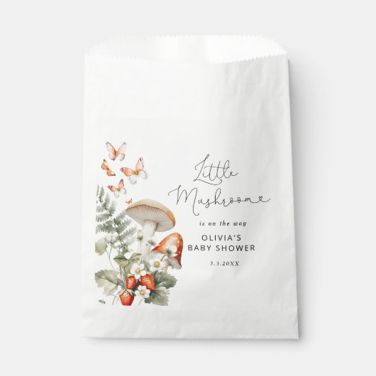 Herfst bos kleine paddenstoel baby shower bedankzakje (Voorkant)