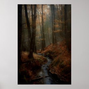 Herfst bos kunstprint Donkere Academie Cottagecore Poster