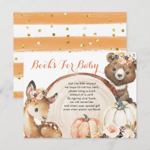 Herfst bos meisje baby shower boeken voor baby in uitnodiging briefkaart