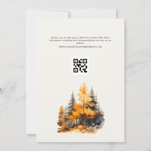 Herfst Bos met QR Code Herfst bruiloft uitnodiging (Achterkant)
