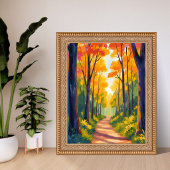 Herfst Bos Pad | Waterverfschilderij van herfstloo Poster