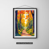 Herfst Bos Pad | Waterverfschilderij van herfstloo Poster