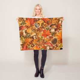 Herfst Bos Paddenstoel Patroon | Gezellige Herfstb Fleece Deken