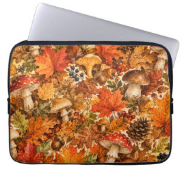 Herfst Bos Paddenstoel Patroon | Gezellige Herfstb Laptop Sleeve