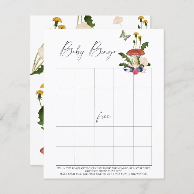 herfst bos paddenstoelen - Baby Bingo spel (Voorkant / Achterkant)