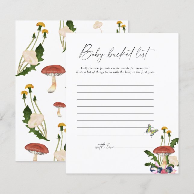 herfst bos paddenstoelen - Baby bucket list spel (Voorkant / Achterkant)