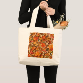 Herfst bos paddestoel patroon | Knus herfstblad Grote Tote Bag